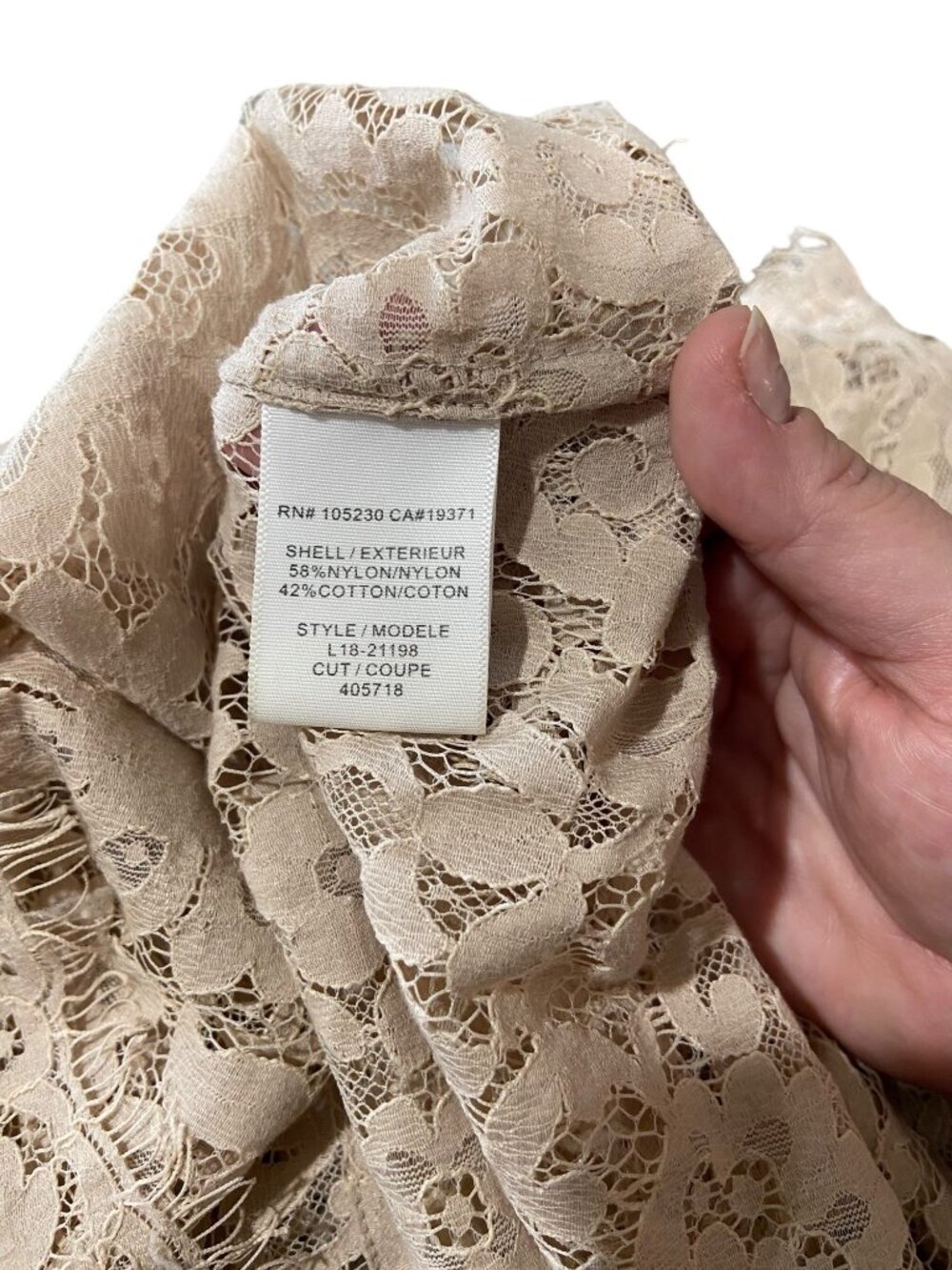 Joie Allover Lace Blouse Beige Size S Romantic Coquette Spring Neutral Bohemian - Picture 4 of 13